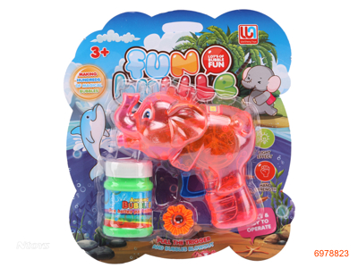 BUBBLE GUN W/LIGHT/MUSIC/2AG3 BUTTON BATTERIES 2COLOUR