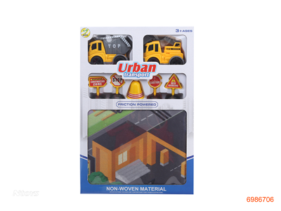 URBAN TRANSPORT (2PCS F/P CAR+ROADBLOCKS+PLAY MAT)