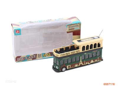 PULL BACK DIE-CAST BUS W/LIGHT/MUSIC/3AG13 BATTERIES 2COLOUR