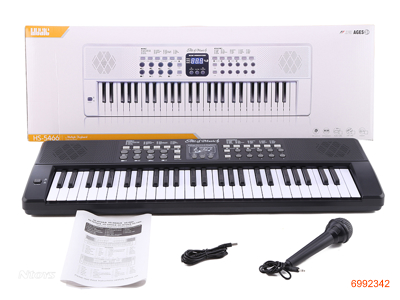 54 KEY ELECTRIC BLACK KEYBOARD W/MICROPHONE/USB RECHARGE LINE W/O 4AA BATTERIES