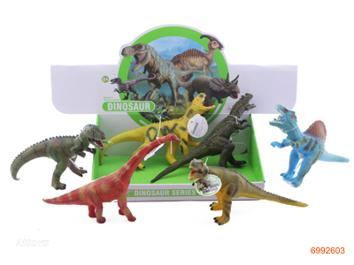 VINYL DINOSAUR (FULL COTTON) W/IC/LIGHT/2*AG13 BUTTION BATTERIES 6PCS/DISPLAY BOX 6ASTD