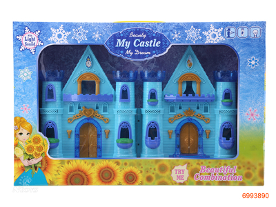 CASTLE SET W/LIGHT/MUSTC W/2*AA BATTERIES