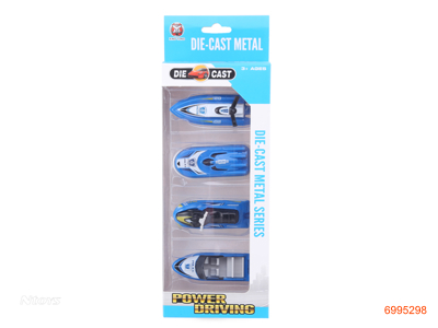 FREE WHEEL DIE-CAST YACHT 4PCS