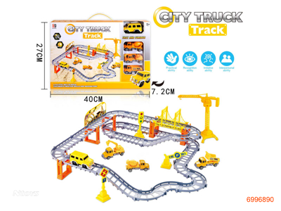 B/O ENGINE TRACK SET W/3PCS FREE WHEEL DIE-CAST CAR+1PC DIE-CAST CAR W/LIGHT,W/O 1*AA BATTERY