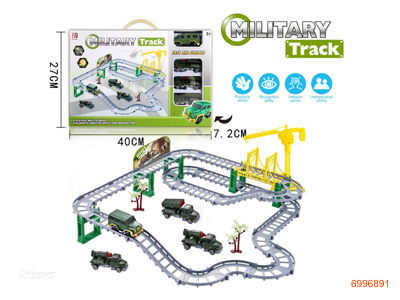 B/O MILITARY TRACK SET W/FREE WHEEL DIE-CAST CAR/DIE-CAST CAR W/LIGHT,W/O 1*AA BATTERY