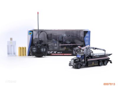 1:48 4CHANNELS R/C RESCUE TRANSPORTATION TRUCK W/LIGHT/3*1.2V BATTERIES IN CAR/USB,W/O 2AA BATTERIES IN CONTROLLER