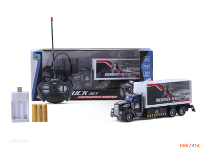 1:48 4CHANNELS R/C CONTAINER TRUCK W/LIGHT/3*1.2V BATTERIES IN CAR/USB,W/O 2AA BATTERIES IN CONTROLLER