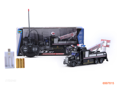 1:48 4CHANNELS R/C RESCUE TRUCK W/LIGHT/3*1.2V BATTERIES IN CAR/USB,W/O 2AA BATTERIES IN CONTROLLER