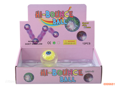 6.5CM BOUNCING BALL W/LIGHT/3*AG10 BATTERIES 12PCS/DISPLAY BOX