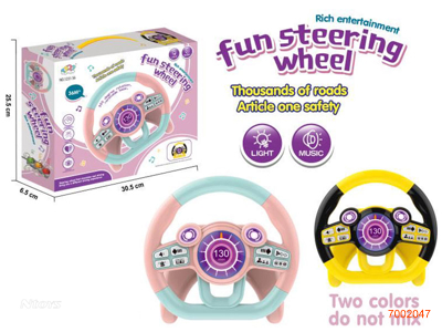 B/O CAR STEERING WHEEL W/LIGHT/MUSIC W/O 3*AA BATTERIES 2COLOURS