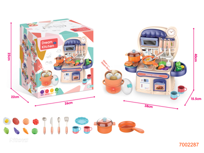 40CM KITCHEN SET W/LIGHT/SOUND/SPRAY W/O 3*AAA BATTERIES