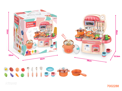 40CM KITCHEN SET W/LIGHT/SOUND/SPRAY W/O 3*AAA BATTERIES