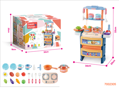 56CM KITCHEN SET W/SOUND/LIGHT/SPRAY,W/O 3AAA BATTERIES 21PCS