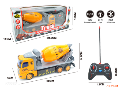 1:30 4CHANNELS R/C CONSTRUCTION ENGINE TRUCK W/LIGHT W/O 3*AA BATTERIES IN CAR/2*AA BATTERIES IN CONTROLLER