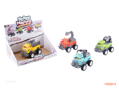 F/P CONSTRUCTION ENGINE CAR 4PCS/DISPLAY BOX 4ASTD 4COLOURS