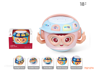 BABY HAND DRUM W/LIGHT/MUSIC W/O 3AA BATTERIES 2COLOURS