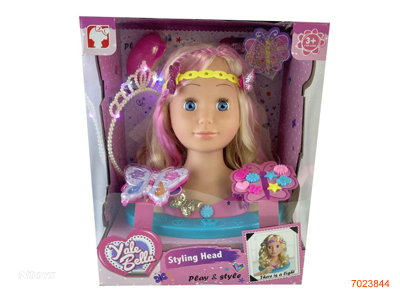 DOLL HEAD BEAUTY SET W/LIGHT/BUTTON BATTERIES