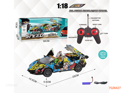 1:18 5CHANNELS R/C CAR W/LIGHT/3.7V BATTERY PACK IN CAR/USB CABLE.W/O 2AA BATTERIES IN CONTROLLER.