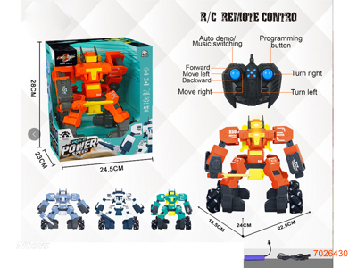 2.4G R/C ROBOT W/DANCE/3.7V BATTERY PACK IN BODY/USB CABLE.W/O 2AA BATTERIES IN CONTROLLER.4COLOURS