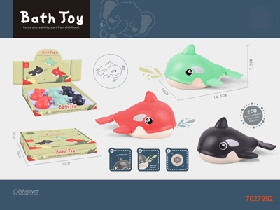 WIND UP WHALE 6PCS/DISPLAY BOX 3COLOURS
