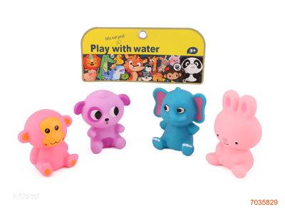 VINYL ANIMAL W/BB WHISTLE 4PCS