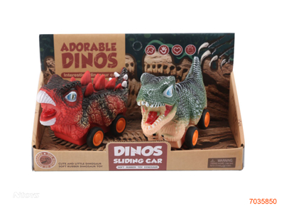 VINYL FREE WHEEL DINOSAUR CAR 2PCS