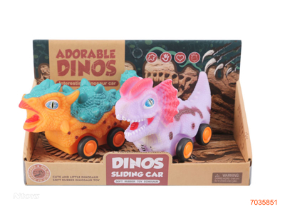 VINYL FREE WHEEL DINOSAUR CAR 2PCS