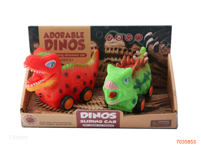 VINYL FREE WHEEL DINOSAUR CAR 2PCS