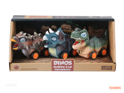 VINYL FREE WHEEL DINOSAUR CAR 3PCS