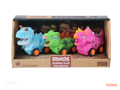 VINYL FREE WHEEL DINOSAUR CAR 3PCS