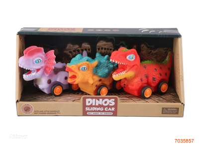 VINYL FREE WHEEL DINOSAUR CAR 3PCS