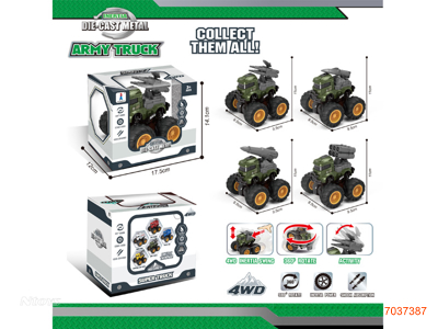 FRICTION DIE-CAST MILITARY TRUCK 4ASTD