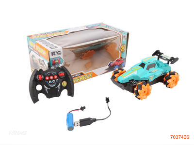 2.4G 6CHANNELS R/C CAR W/LIGHT/3.7V BATTERY PACK IN CAR/USB CABLE W/O 2*AA BATTERIES IN CONTROLLER