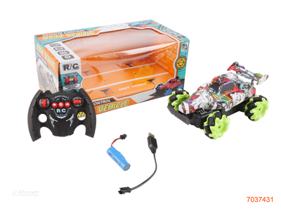 2.4G 6CHANNELS R/C CAR W/LIGHT/MUSIC/3.7V BATTERY PACK IN CAR/USB CABLE W/O 2*AA BATTERIES IN CONTROLLER