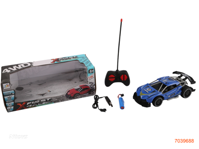 27MHZ 1:20 4CHANNELS R/C CAR W/LIGHT/3.7V BATTERY PACK IN CAR/USB CABLE W/O 2AA BATTERIES IN CONTROLLER 2COLOURS