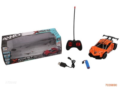 27MHZ 1:20 4CHANNELS R/C CAR W/LIGHT/3.7V BATTERY PACK IN CAR/USB CABLE W/O 2AA BATTERIES IN CONTROLLER 2COLOURS