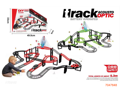 B/O TRAIN TRACK W/O 1*AA BATTERIES PER PCS IN CAR 2COLOURS