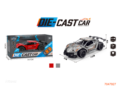 PULL BACK DIE-CAST CAR W/SOUND/3*AG3 BATTERIES 2COLOURS