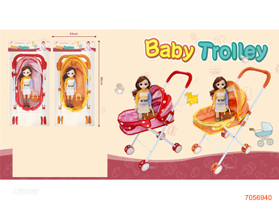 BABY STROLLER W/SOLID BODY DOLL 3COLORS