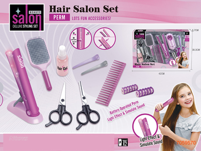 HAIR SALON SET W/LIGHT/SOUND W/O 2*AAA BATTERIES