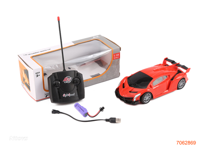 1:18 4CHANNELS R/C CAR W/3.7V BATTERY PACK IN BODY/USB CABLE W/O 2AA BATTERIES 2COLOURS