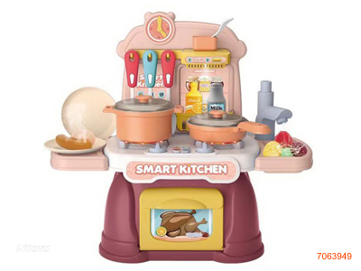 KITCHEN SET W/LIGHT/SOUND/MIST SPRAY/2AG13 BATTERIES W/O 3AA BATTERIES IN GAS STOVE