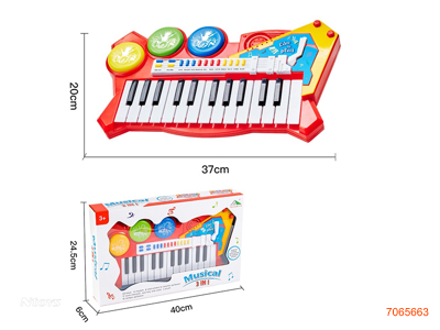 3IN1 24KEY ELECTRIC KEYBOARD DRUM,W/MUSIC,W/O 3*AA BATTERIES