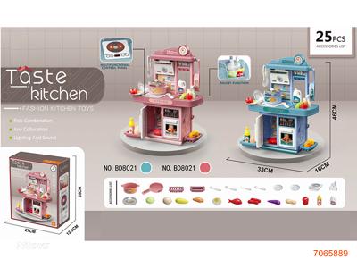 COOKING SET W/LIGHT/MUSIC W/O 3*AA BATTERIES 2COLOURS 25PCS