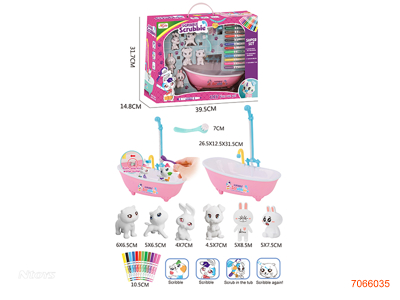 COLORED DRAWING BATH SET W/WATER OUTLET W/O 3AA BATTERIES