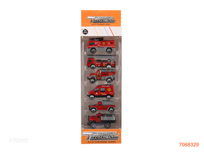 FREE WHEEL DIE-CAST FIRE TRUCK 6PCS