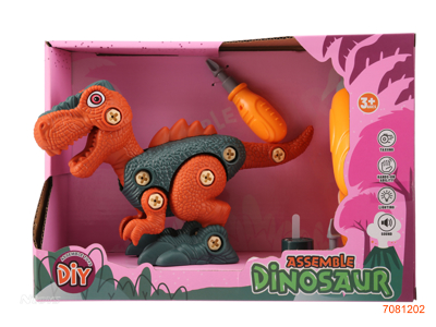 ASSEMBLING DINOSAUR W/LIGHT/SOUND/ELECTRIC SCREW DRIVER/2*AG13 BATTERIES W/O 2AAA BATTERIES IN ELECTRIC SCREW DRIVER