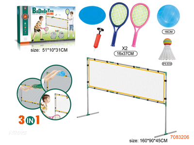 3IN1 BADMINTON FLYING DISH VOLLEYBALL SET