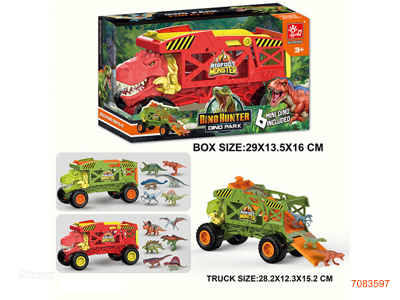 FREE WHEEL CAR W/6PCS DINOSAUR 2COLOURS