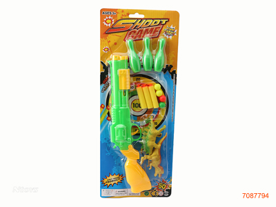 SOFT BULLET BALL GUN W/2PCS DINOSAUR 2COLOURS